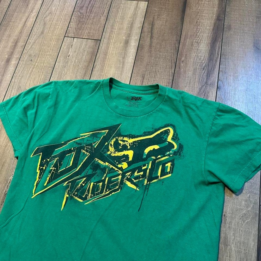 Fox racing motocross dirt bike tee green and‎ yellow size large